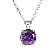 Classic Yellow Gold Cubic Zirconia Pendant 18K Silver Plated - Silver Purplish Red