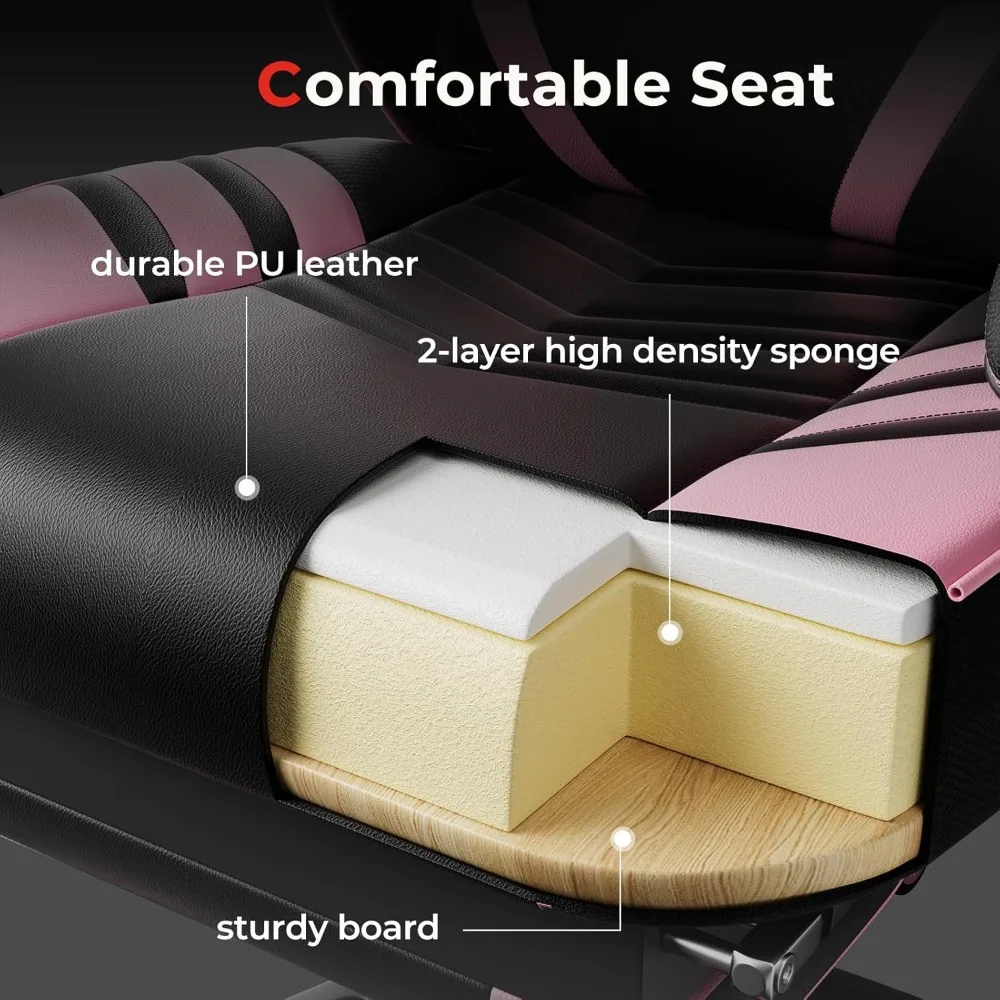 Gaming Chair Video Game Chair with Footrest and Lumbar Support Racing Style PU Leather Computer Chair Ergonomic Adjustable