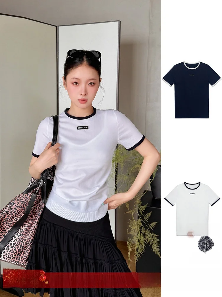 

Вязаный круглый свитер-футболка для женщин, весна-лето, повседневный, удобный, для работы и отдыха, ручной работы, магазин Faion Commute Sle