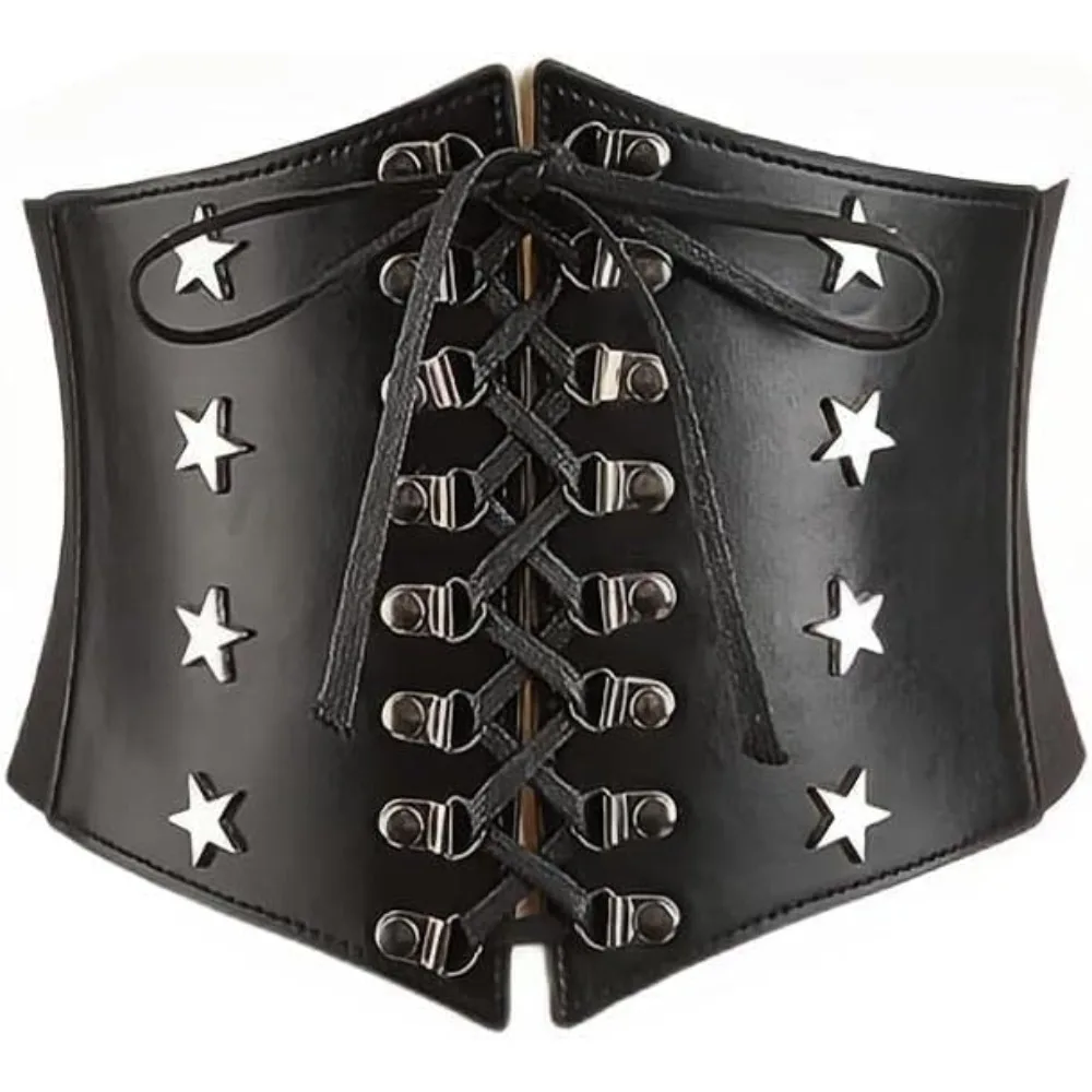 Cintura da donna Cintura elastica con lacci nera Cintura con corsetto legato Cintura elastica in vita