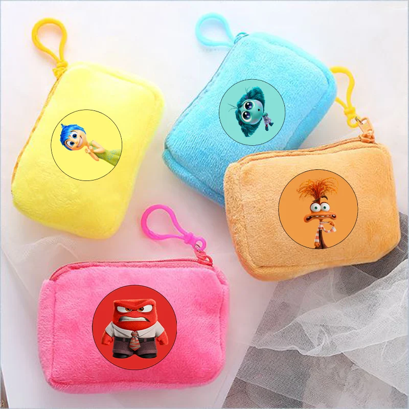 Disney Inside Out 2 Plush Coin Purse Boys Girls Cartoon Printed Wallet Kawaii Portable ID Card Storage Bag Kids Birthday Gifts