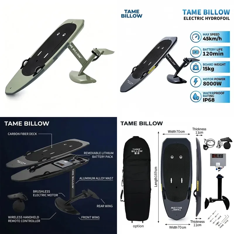 Full Carbon Fiber 8000W Efoil Board Electric Hydrofoil High Performance Surfboard CE Approved Custom Logo One Year Warranty