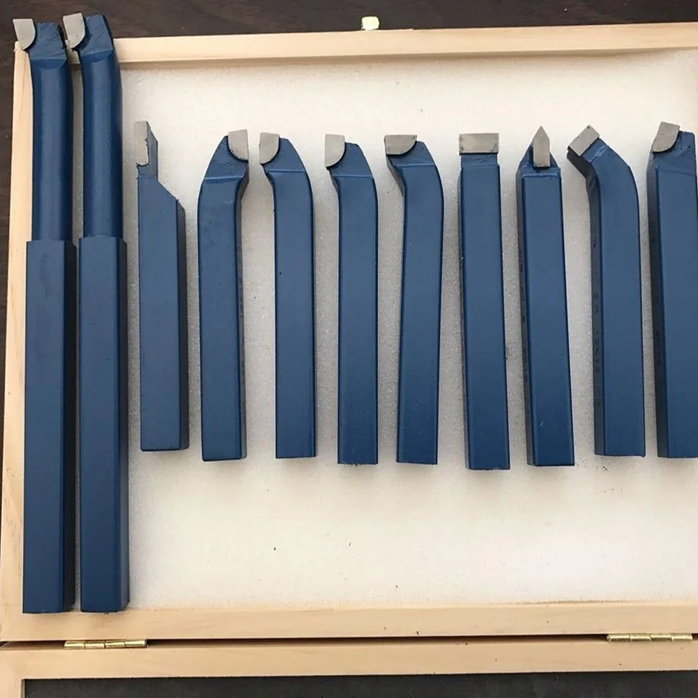 

Lathe Tools Tip Milling Cutter Drill External Turning Tools Metal Outer Circles Planers 10mm/12mm 11PCS Bit Blue