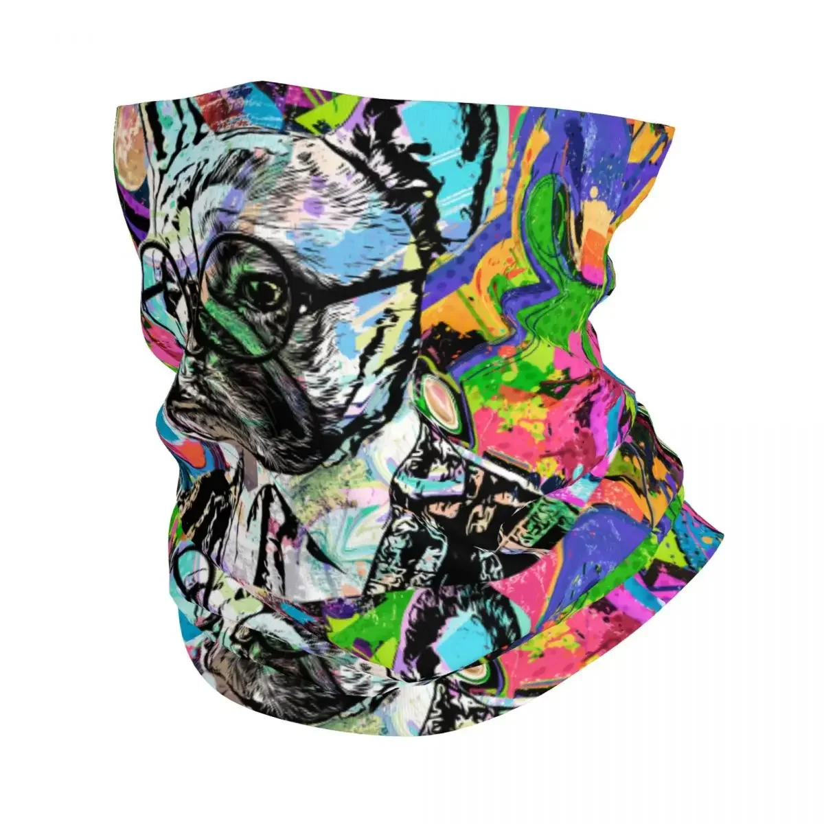 Bulldog Portrait Art Bandana Neck Cover Printed Motocross Graffiti Art Pattern Face Mask Cycling Face Mask Hiking Unisex Adult