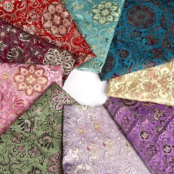 Vintage Damask Jacquard Brocade Lotus Fabric For Sewing Hanfu Formal Dress Kimono Silk Cosplay Clothes Tang Suit Satin Fabric