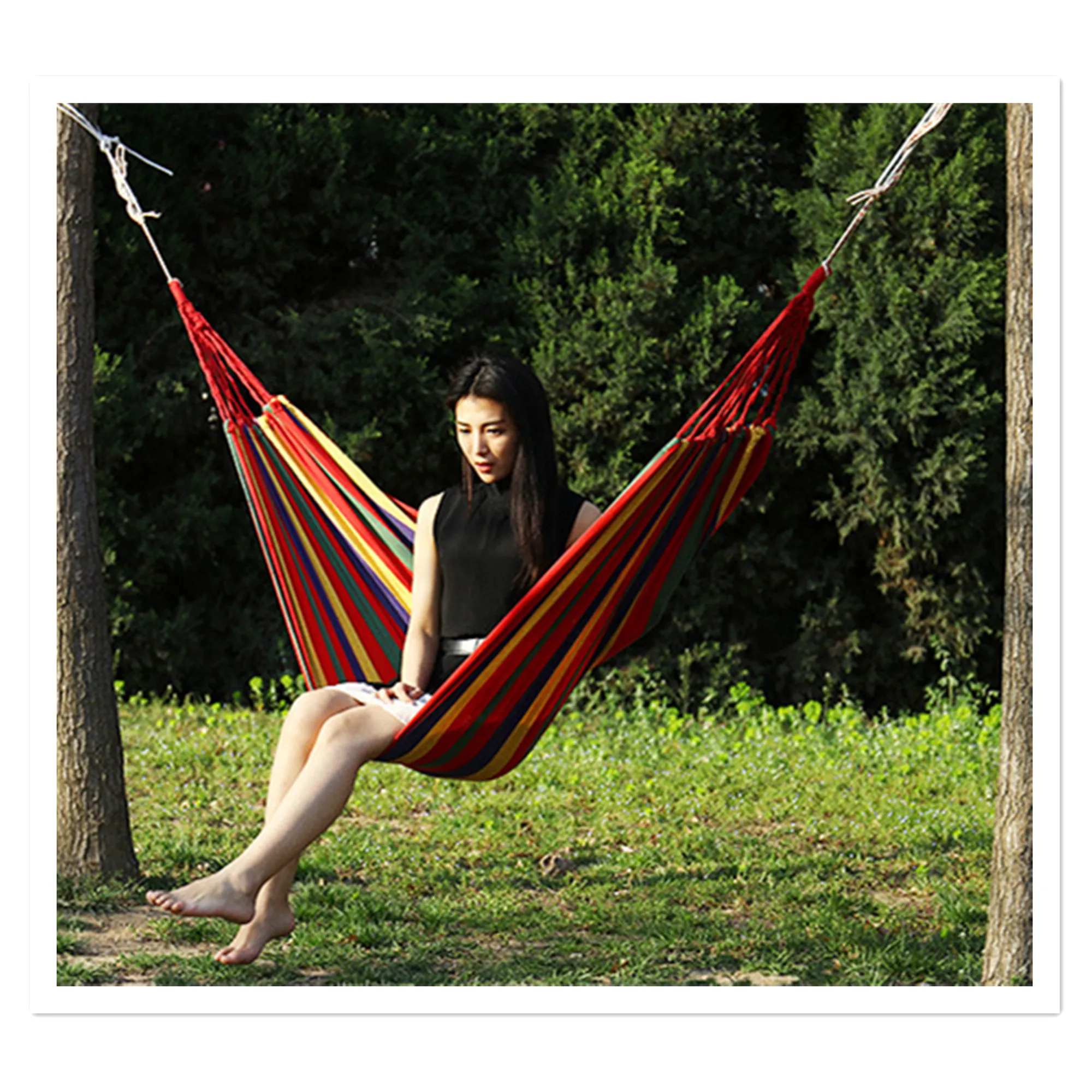 Swing Thickened Canvas Hammock Outdoor Anti rollover Single Hammock Double Swing Factory Wholesale