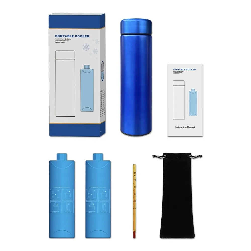 

Stainless Steel Insulin Cooling Cup Thermal Insulated with Pen Bag Insulin Cooler Medicine Box Large Capacity Waterproof