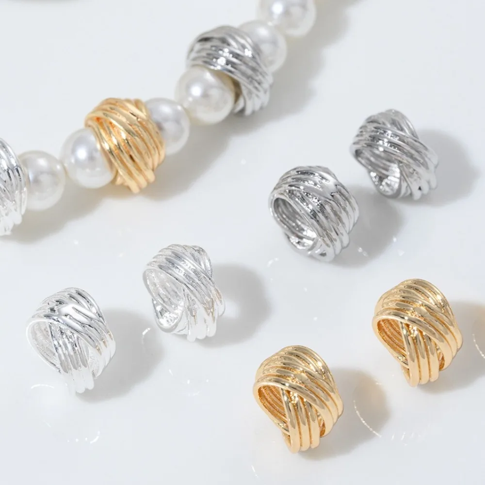 

Copper 14K Gold Color Knotted Woven Coil Bead Spacer Loose Bead Handmade String Pearl DIY Necklace Bracelet Jewelry Accessories