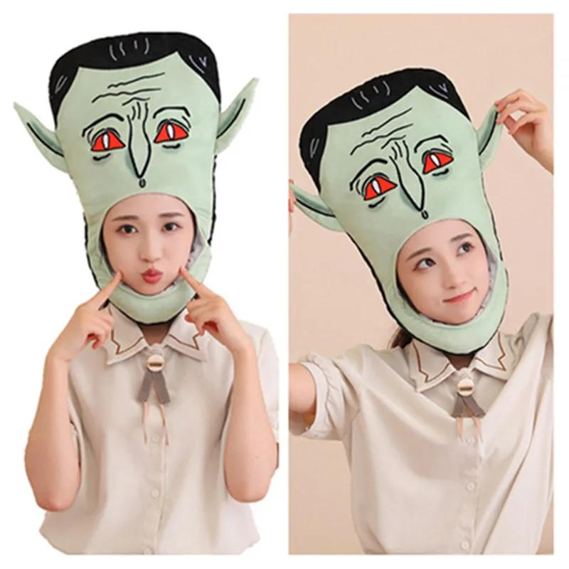 Vampire Cosplay Mask Plush Cap Cartoon Hat Adult Women Halloween Headgear Costume Accessorie Gifts Photo Prop 46x25CM