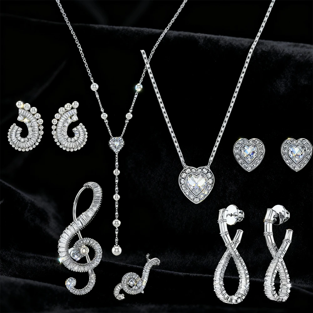 

2025 Elegant accessories 2025 New Fine Wedding Set, Charming Heart - shaped Pearl Crystal, Luxury for Women