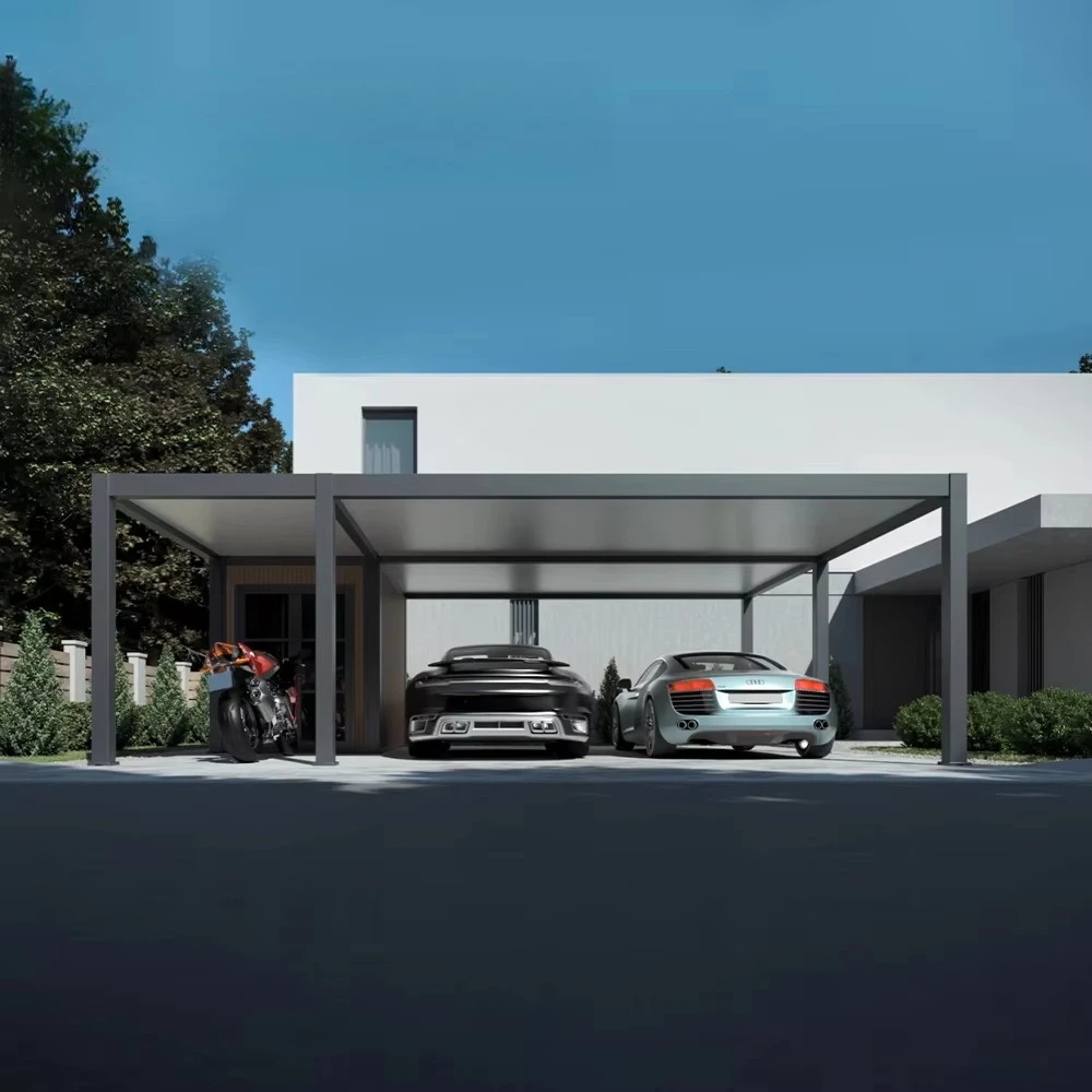 Modern Outdoor Hardtop Aluminum Metal Pergola Carport Rust-Resistant Fixed Roof Patio Gazebo Car Parking Garage Canopies