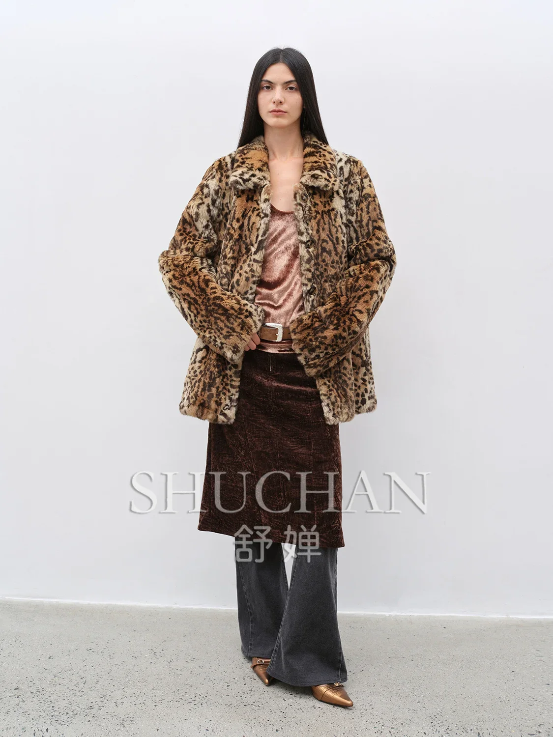 LEOPARD Winter 2024 Modern Retro Print Rabbit Fur Jacket Winter Casaco De Frio Feminino Inverno Fur Jacket Coat Women