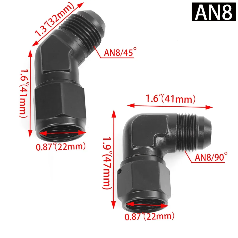 90 ° Auto Parts Aluminum Alloy Male Female Adapter Adapter Screw Oil Cooler Adapter AN4/6/8/10/12