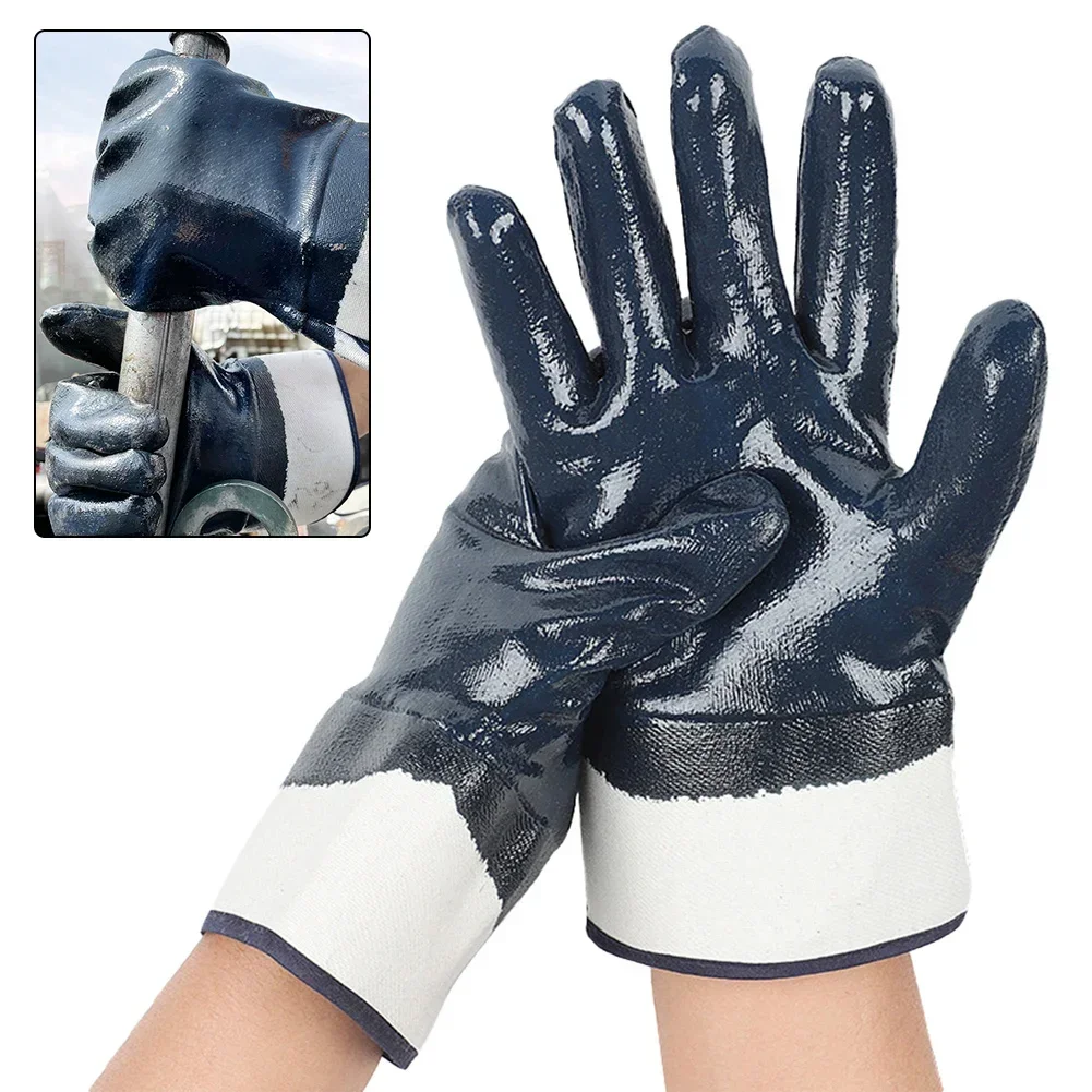 Full Hand Nitrile Rubber Protective Gloves Oil-Resistant Waterproof Non-Slip Work Gloves Rubber Impregnated Wear-Resistant