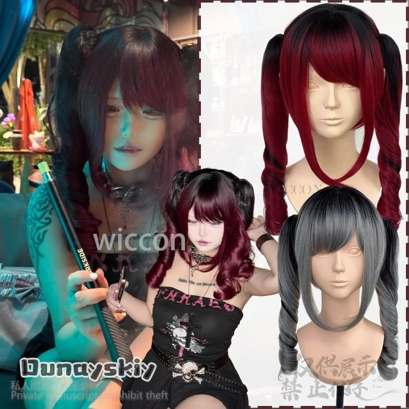 

Synthetic Wigs Black To Red Gradient Heat Resistant Lovely Cosplay Jirai Kei Girls Anime Y2K Lolita Gothic Halloween Customized
