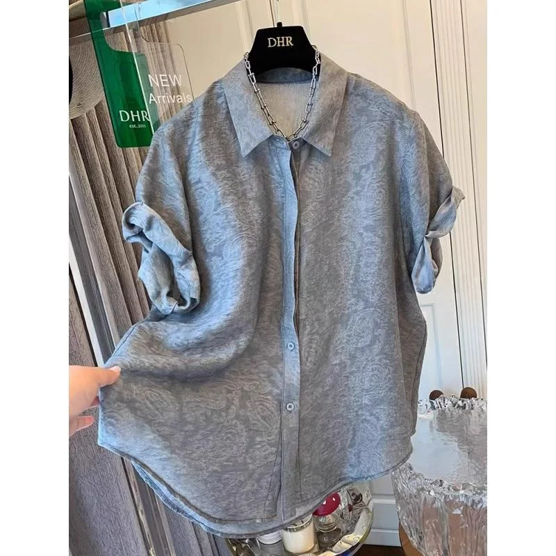 

Extra Large 300 Pou New Chinese Sle Casual Loose irt ex Spring Autumn American Retro Design Sense Top