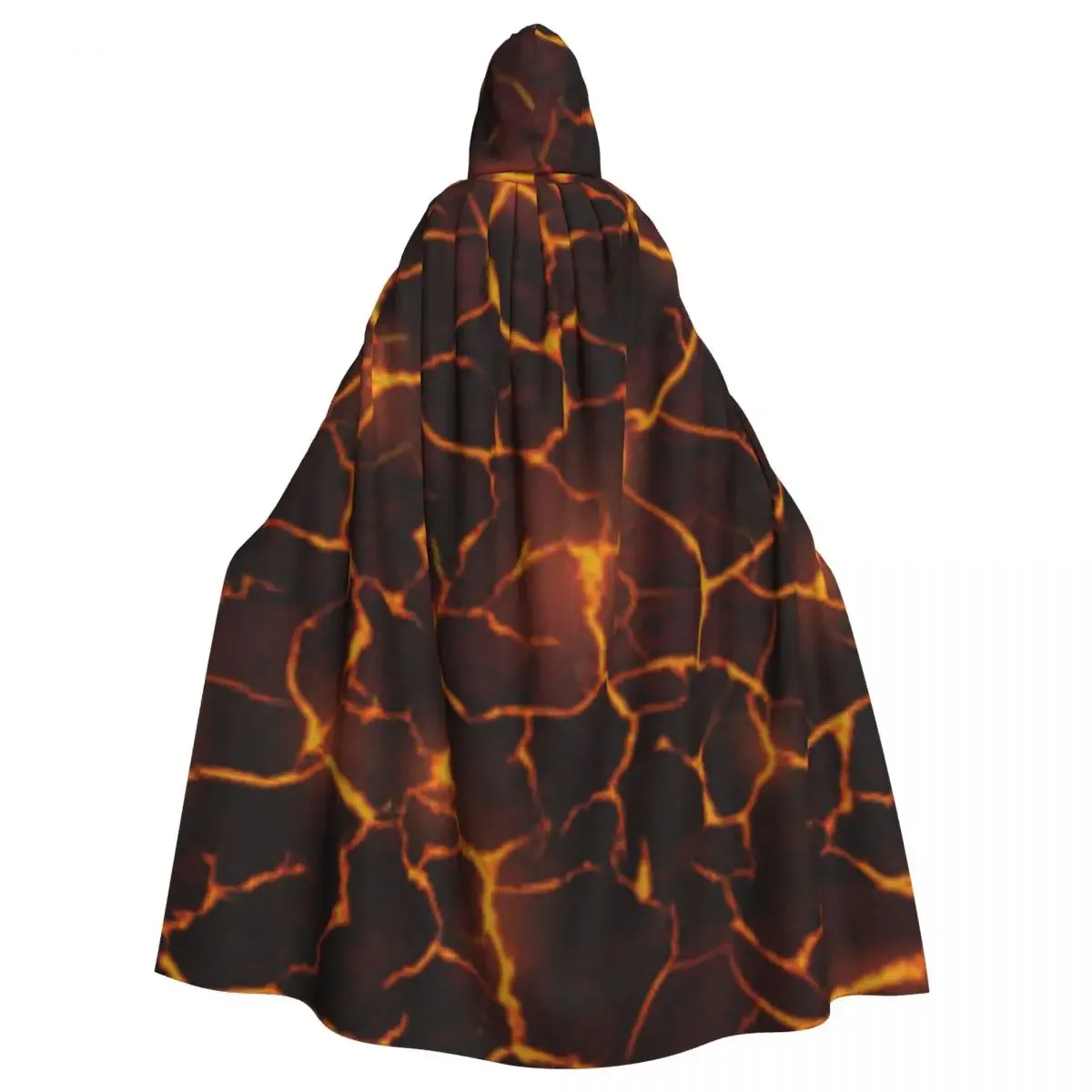 Adult Vampire Cape Hooded Robe Molten Lava Pattern Halloween Full Length Cosplay