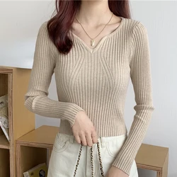 Rib Knit Sweater for Women Pullovers Fitted Sweetheart Neckline Long Sleeve Plain Jumper Teen-girl Fall Winter Basic Outfit