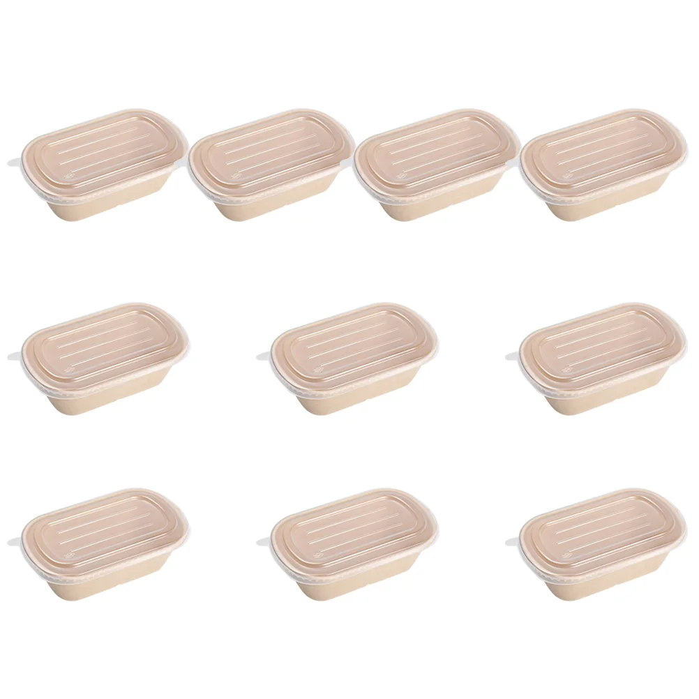 

10 Pcs Food Containers Environmentally Friendly Meal Box Lunch Paper Prep Yellow