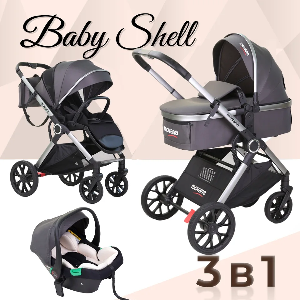 

New 3-in-1 Baby Stroller with Spine Protection, Foldable, Two-Way, Includes Safety Carrycot and Shock Absorption for Newborns