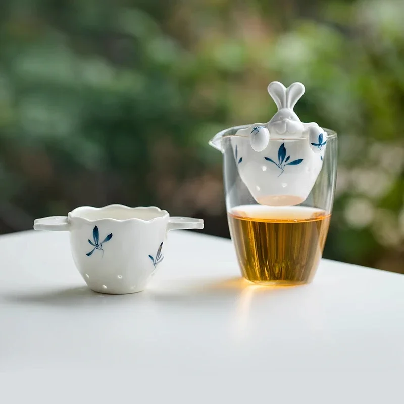 Ceramic Tea Filter Creative Hand-painted Butterfly Orchid Rabbit Filter Creative Tea Infuser Tea Separation Teaware Fair Cup New