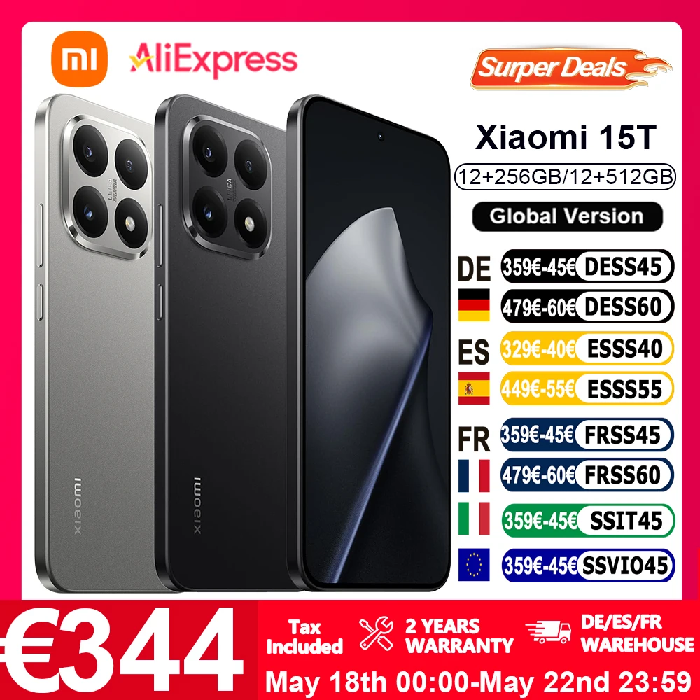 Version mondiale Xiaomi 15T Projecteur Photographie Écran 6,83" 120 Hz 67 W HyperCharge 5500 mAh MediaTek Dimensity 8400-Ultra Leica Summilux lentille optique Light Fusion 800 Extraordinaire HDR10 + à