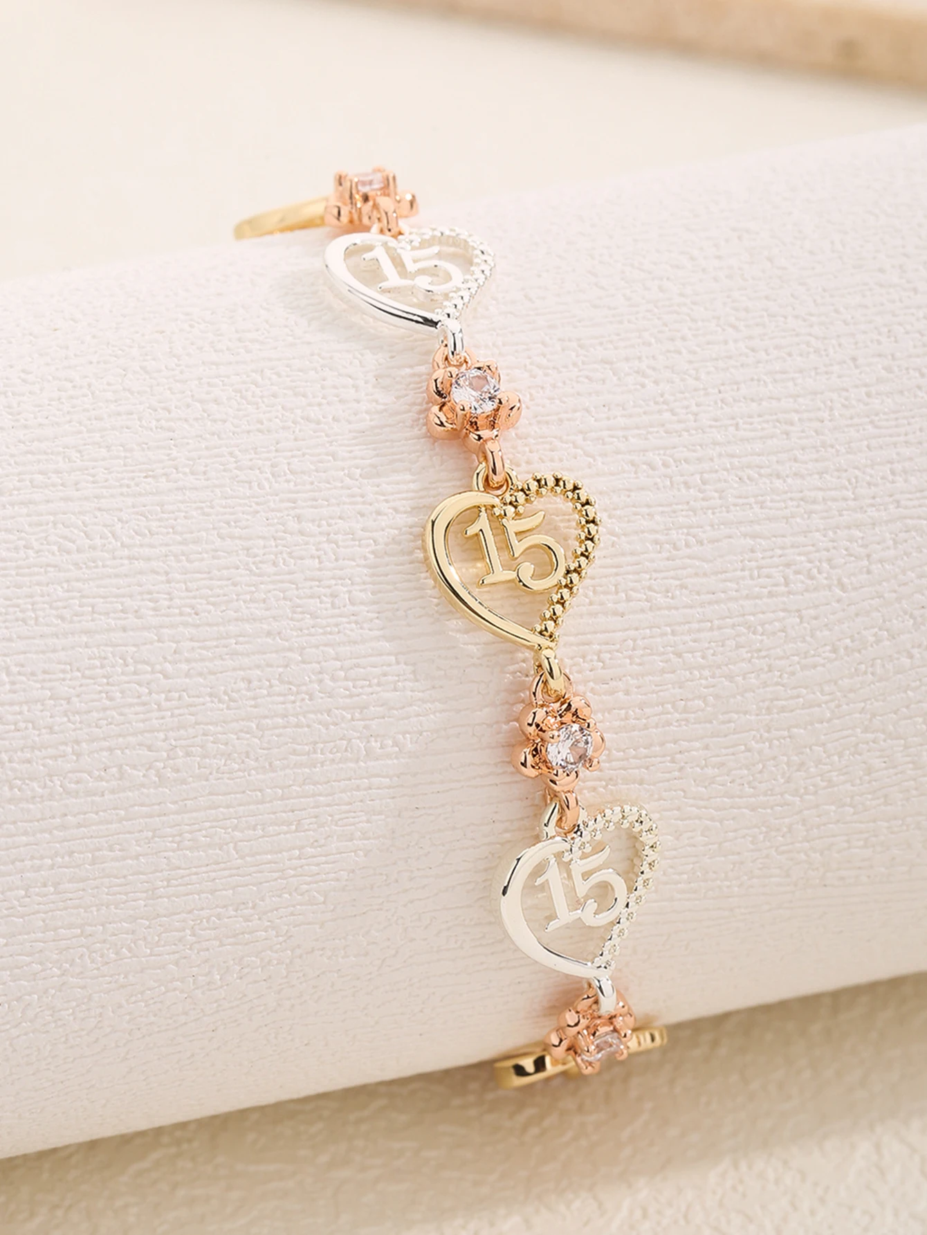 FanSibao Exquisite Digital Bracelet Inlaid with Zircon, Suitable for Girls' Birthday Gift Jewelry