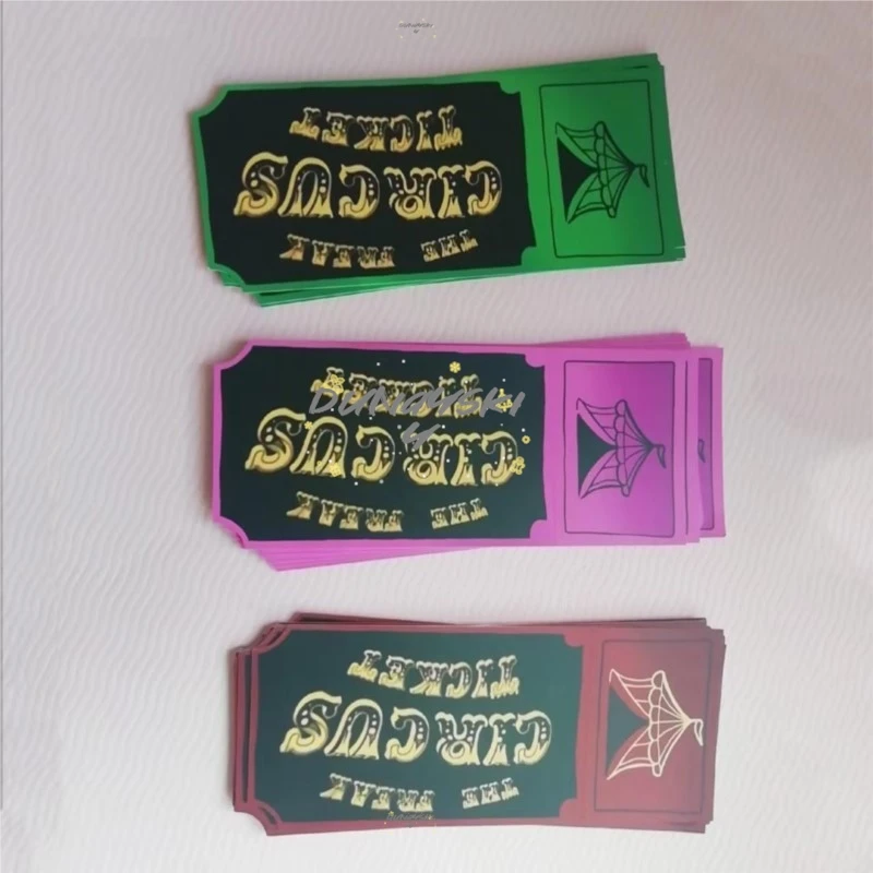 Freak Circus Ticket Card High Quality Red Green Pink Anime