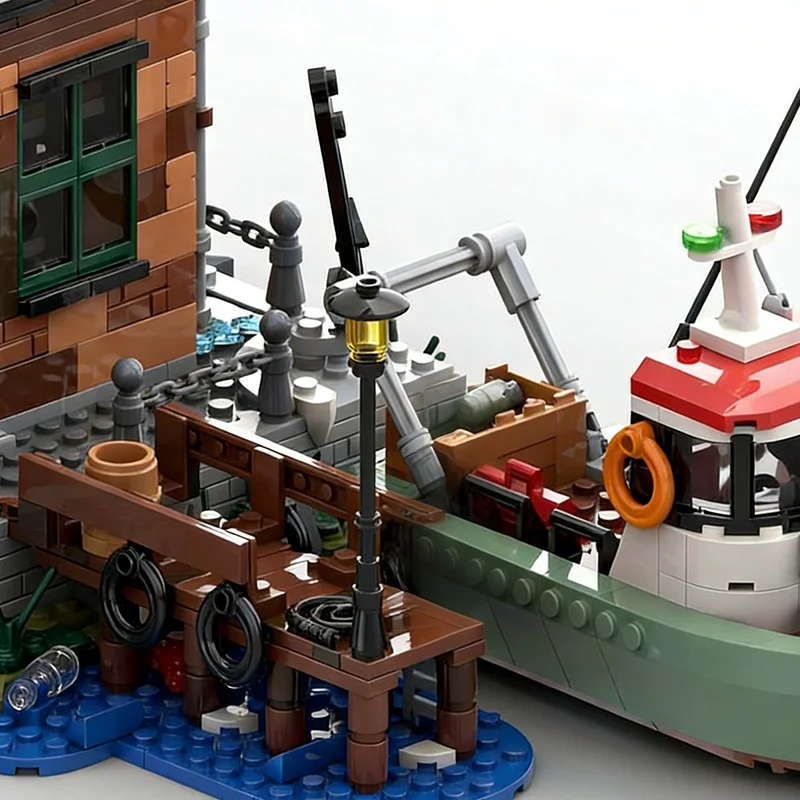 2014 PCS Urban Sustainable Fishing Company MOC Customize Modular Building Block Brick Simple Popular DIY Boys Festival Toy Gift