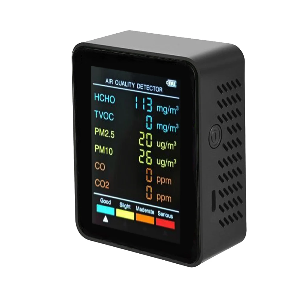 6 In 1 PM2.5 PM10 HCHO TVOC CO CO2 Multifunctional Air Quality Detector CO Carbon Dioxide Formaldehyde Monitor LCD Large Screen