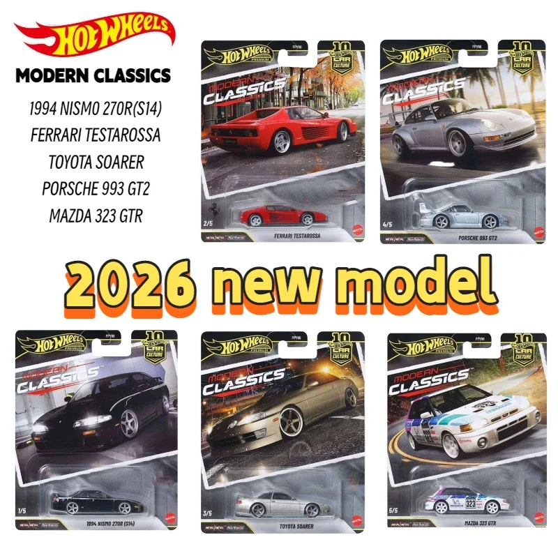

New 2026 Hot Wheels Modern Classics 5-Pack Fpy86 Diecast Car Metal Alloy Model Ferrari Porsche Toyota 1:64 Scale Collection Gift
