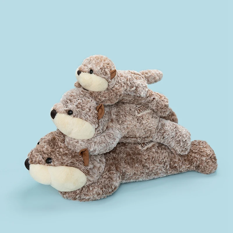 40/60/80CM Kawaii Cartoon Sea Creature Sea Otter Plush Doll Pillow Soft Lying Otter Toys Birthday Gift For Boys And Girls
