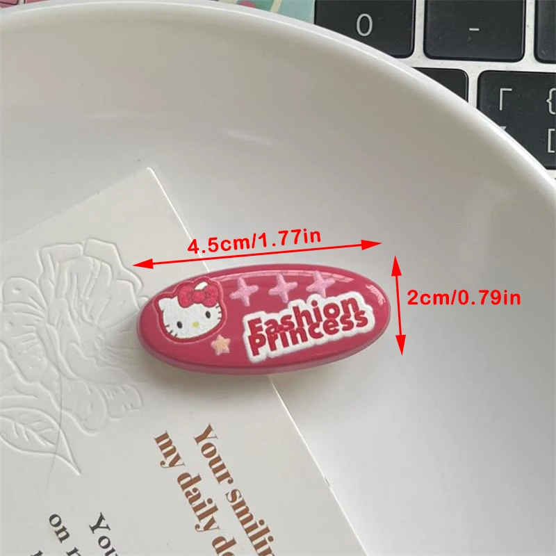 2PCS/Bag Cute Sweet Hello Kitty Oval Duckbill Clips Fashion Hair Clips Retro Y2K Headwear KT Cat Hair Accessories Birthday Gifts