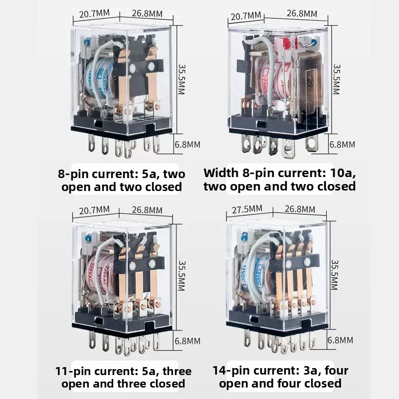 Intermediate Relay 2Z AC 220V Electromagnetic 3Z Small 4Z DC 8 11 14 Pins DC12V 24V