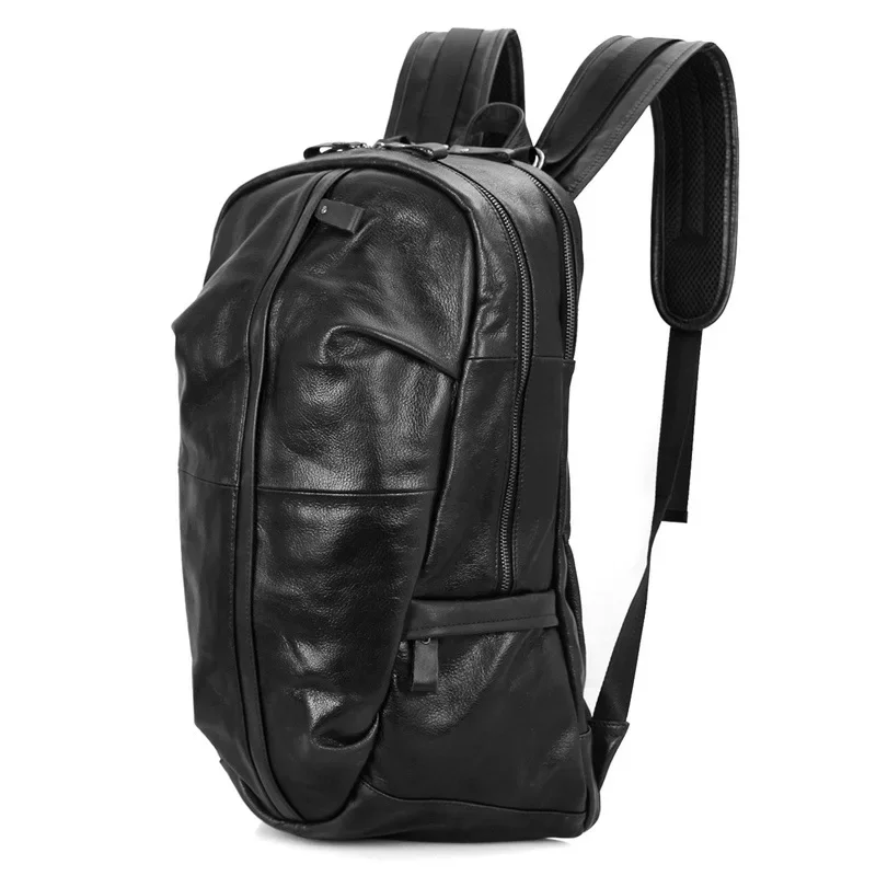 MAHEU Solf Leather Black Backpack Sheepskin Bag Big Schoolbag For Boy Men Male Female Lady Genuine Leather Bagpack Satchel