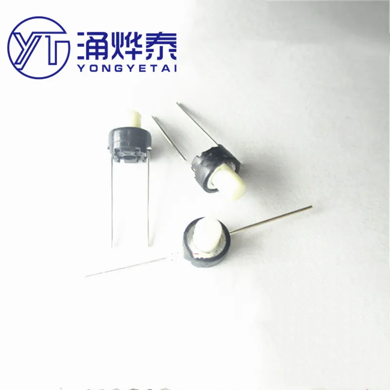 YYT 20PCS Tact switch 6*6*7mm straight plug 2-pin SKRGAMD010 button micro-movement white round