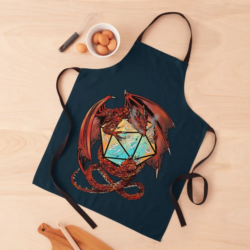 

Red Dragon Dice Apron Cute Kitchen Chef Uniform For Men Apron