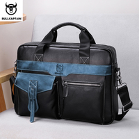 BULLCAPTAIN Men's Handbag Leather Briefcase For Laptop 14 Messenger Men's Leather Bag Business Assortment For Document A4 GWB051