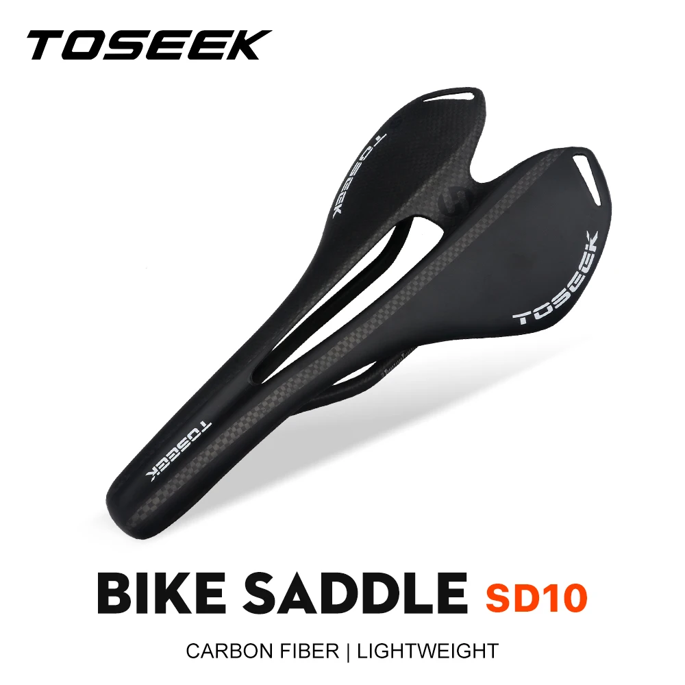 TOSEEK Full Carbon Fiber Bicycle Saddle Ultralight Road MTB Bike Carbon Saddle105G 7*9 Carbon Rail Cycling Seat Parts