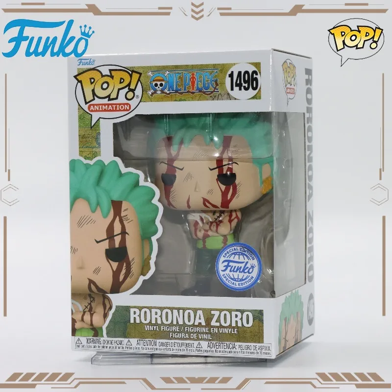 

FUNKO POP Original Genuine ONE PIECE Roronoa Zoro 1496 Action Figure Toys for Boys Girls Gift Collectible Model Ornaments