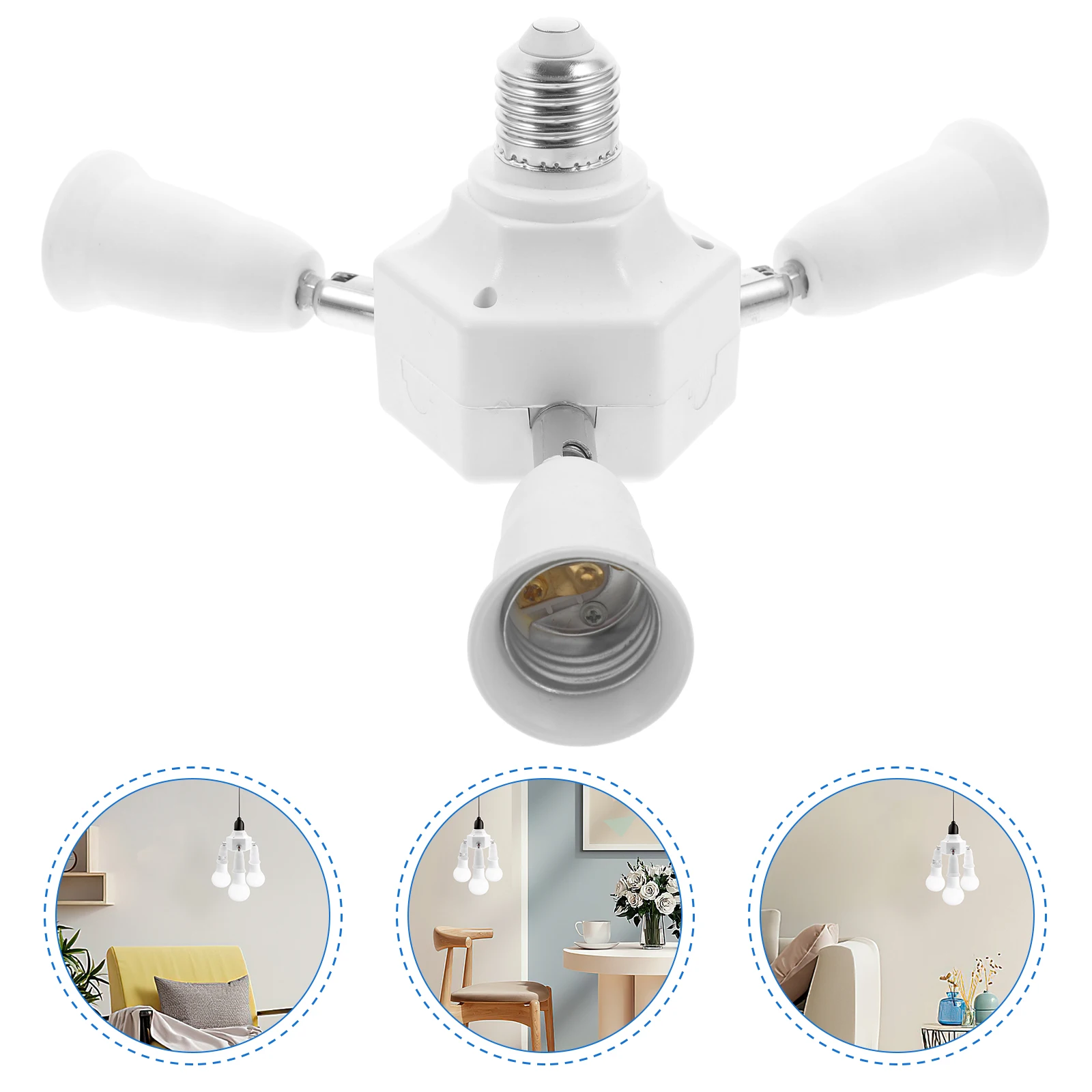 

E27 E40 to 3 Universal Head Conversion Light Socket Splitter Adapter for LED Bulbs Plastic Sturdy Easy Kitchen Bedroom