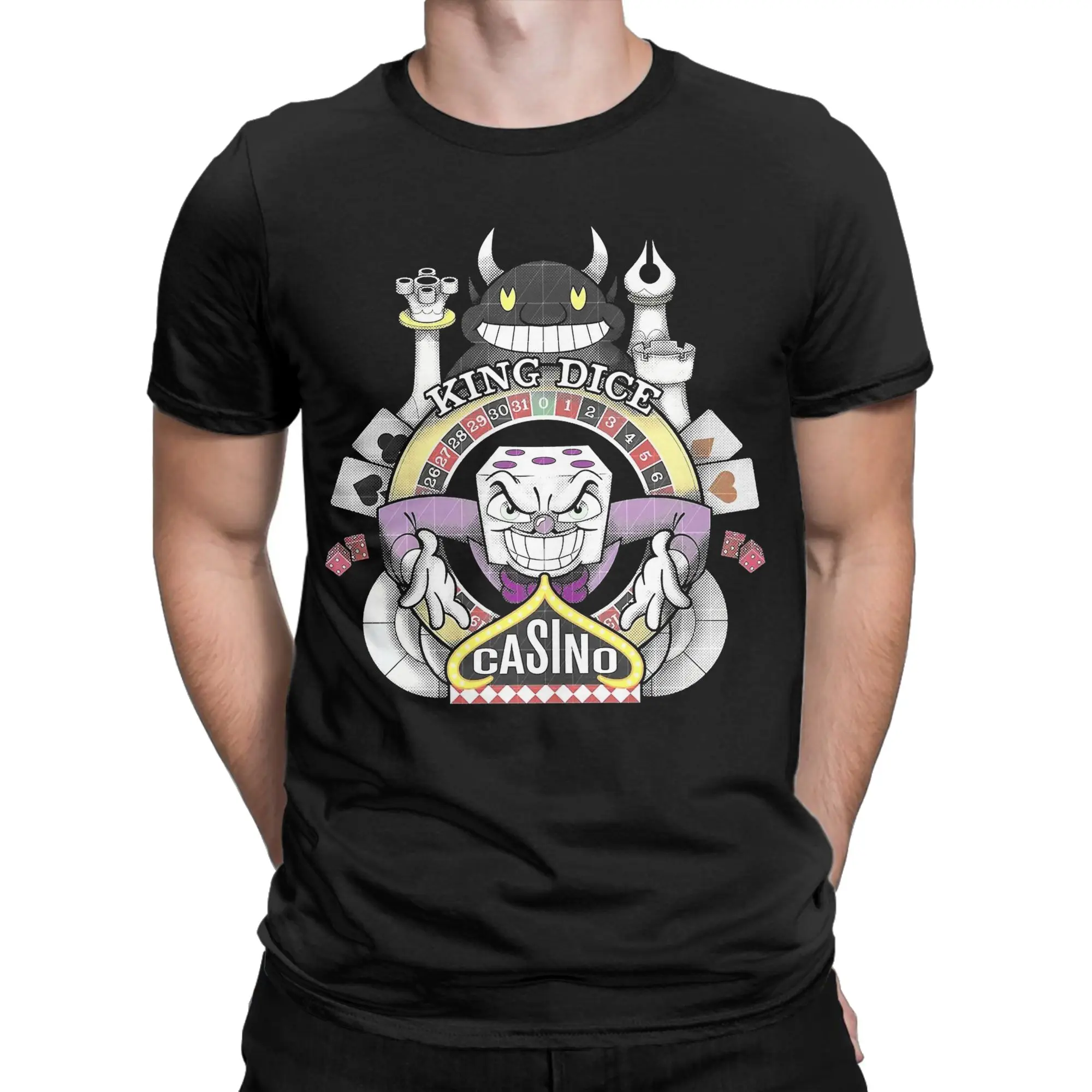 Cuphead King Dice Casino T Shirt Summer  Fashion T Shirts Adult Cotton O-Neck Oversize Clothes Short Sleeve Y2K Casual Tops