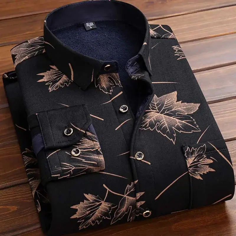 Men Fleece Shirt 2026 Autumn Winter Male Long Sleeve Plaid Shirt Thick Fleece Lined Soft Casual Flannel Warm Dress Shirt L-5XL
