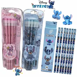 New Disney Stitch cartoon children's pencil with eraser pencil sharpener School supplies Pencil Children's Christmas toy gift