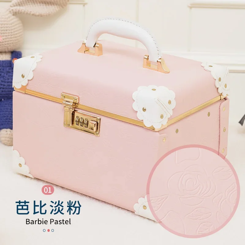 retro makeup box, internet celebrity portable portable password box, large capacity jewelry box, cosmetics storage