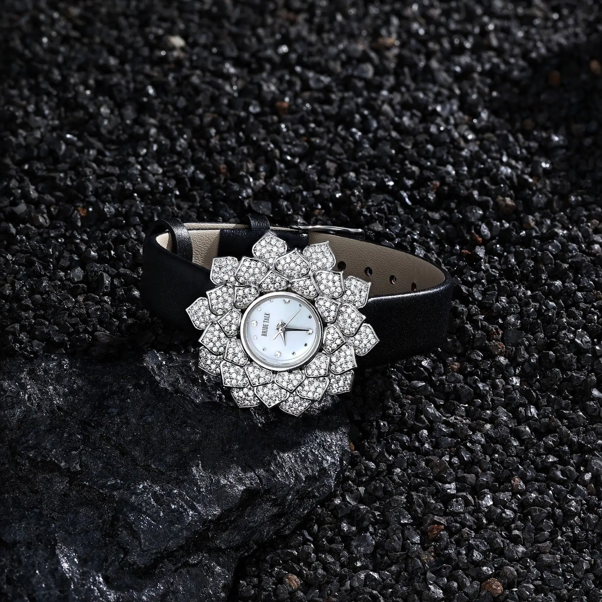 IN JEWELIFE Genuine Leather Watch for Women AAA Cubic Zircon Crystal Watch for Wedding Party Jewelry Japan Movement Waterproof