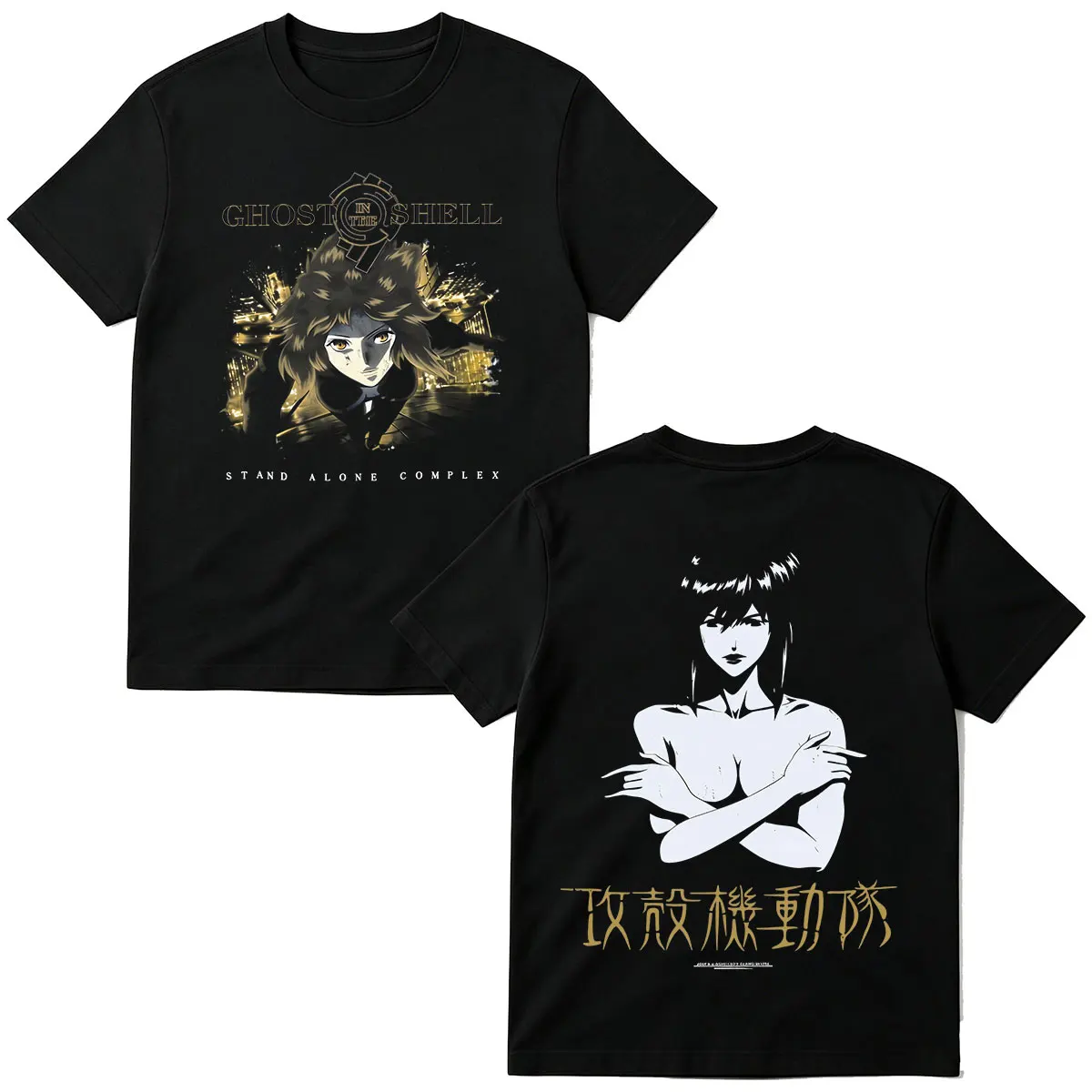 Japanese Anime Ghost in The Shell Motoko Kusanagi T Shirts Men Women Clothing High Quality Cotton Short Sleeve Oversized T-shirt