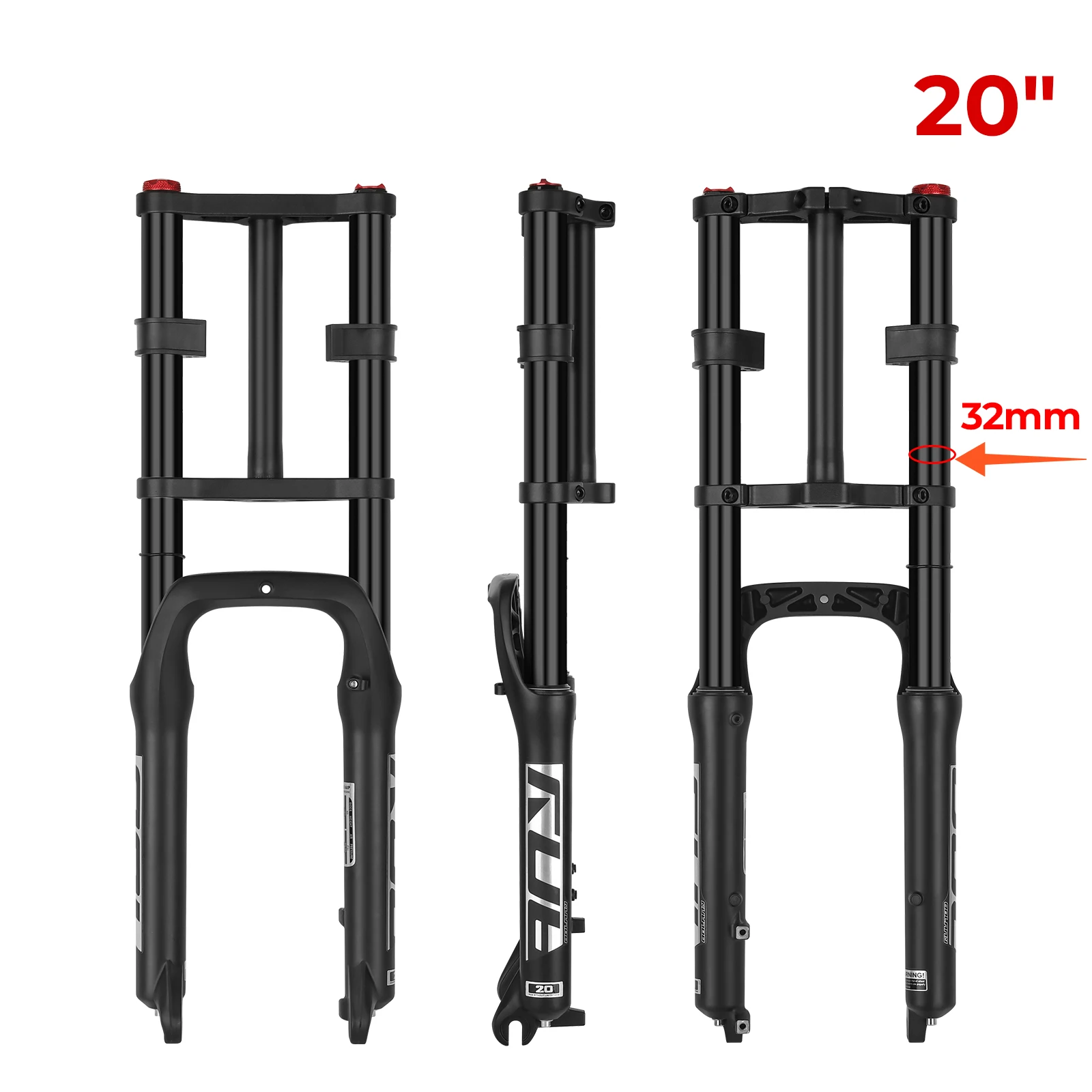 BOLANY Dubbele Schouder Sneeuw Voorvork 20*4.0 inch/26*4.0 inch MTB Vork 130mm Reizen Luchttoevoer Fiets Vork E-bike Vork