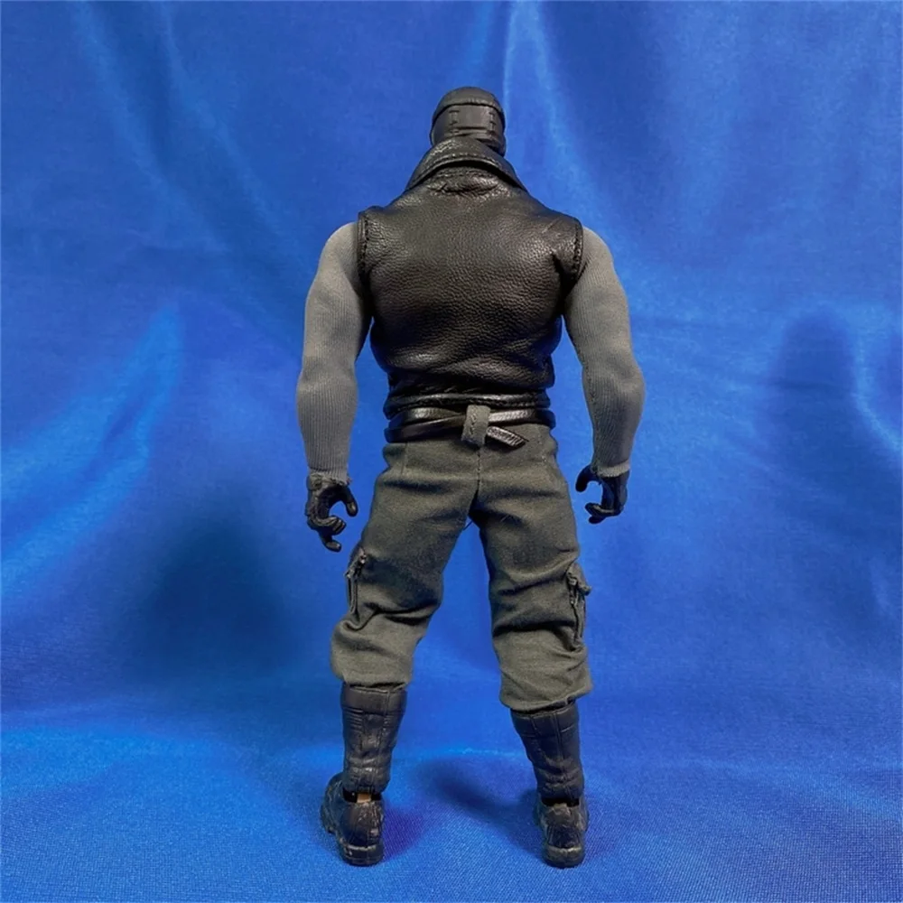 Per la Vendita 1/12th Trendy Nero Stretto Camicia di Pelle Della Maglia Pant Cinghia di Vita Nessun Corpo Per 6inch SHF Mezco Formica Action Figures Raccogliere