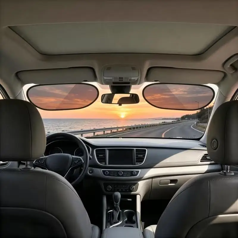Car Anti-Glare Sunshade Set 2pcs Sunlight Blocking UV Protective Maintains Vision Clarity